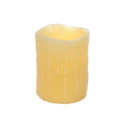 MELROSE INTERNATIONAL Melrose International 38603DS 5 x 4 in. Wax & Plastic LED Wax Dripping Pillar Candle; Set of 3 38603